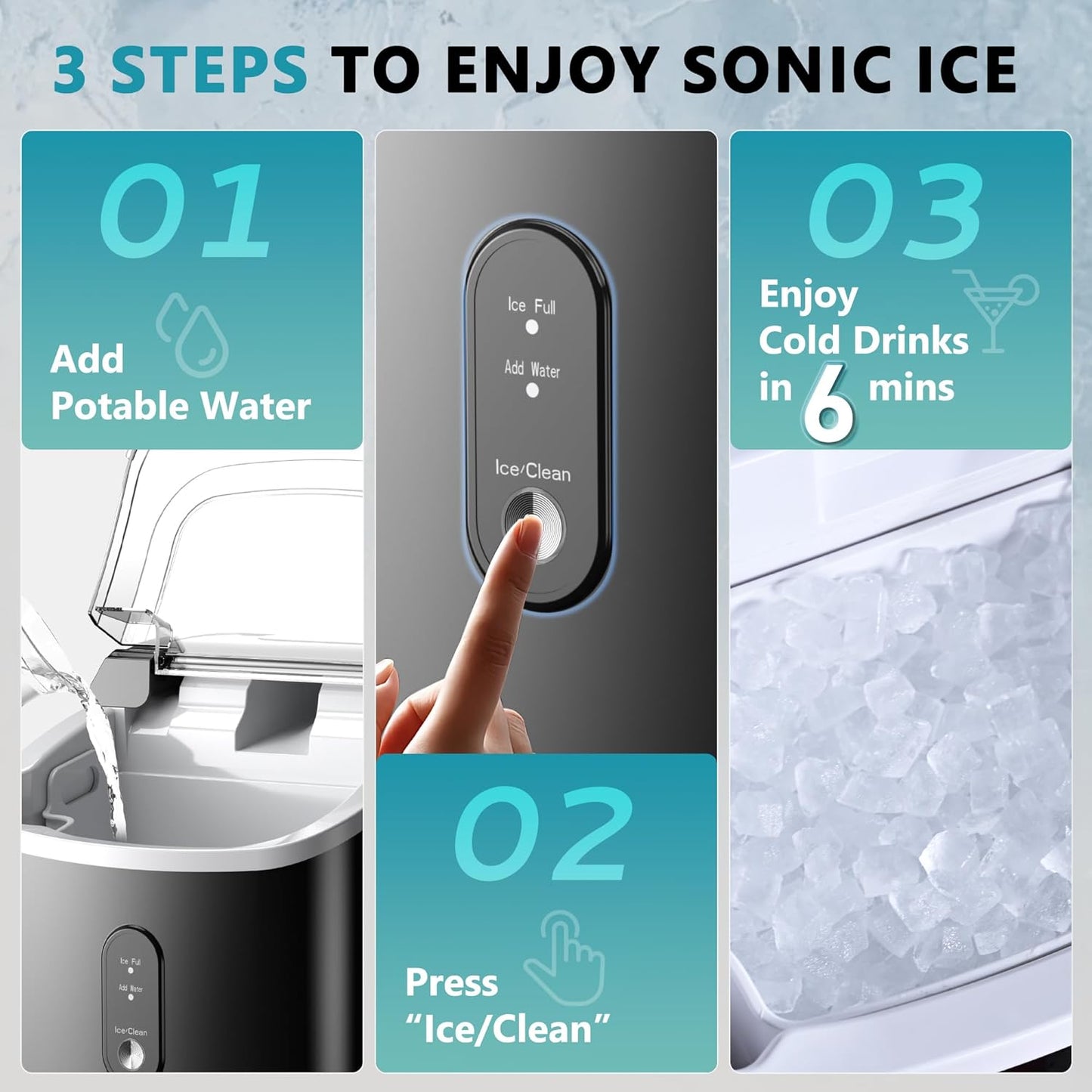 🥶 Euhomy Nugget Ice Maker – 34 lb/Day Sonic Ice Machine | Ready in 6 Min 🎉