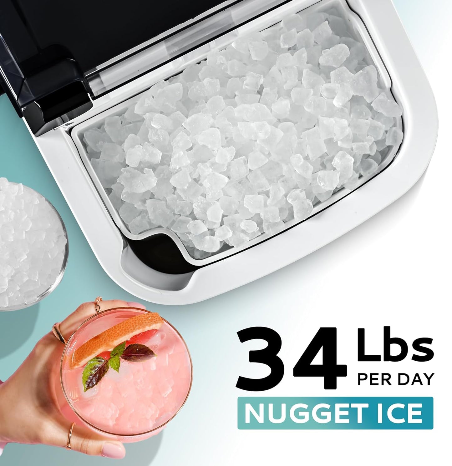 🥶 Euhomy Nugget Ice Maker – 34 lb/Day Sonic Ice Machine | Ready in 6 Min 🎉