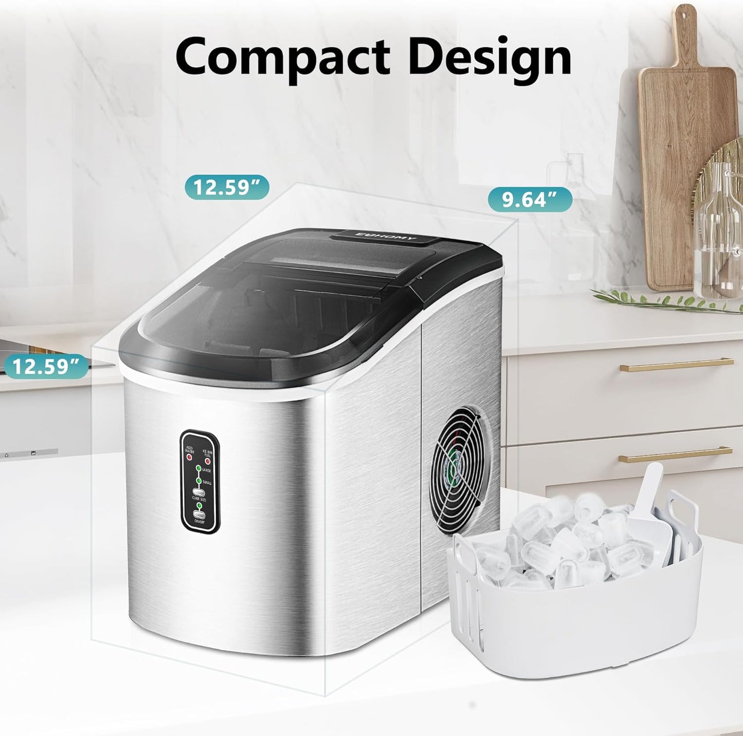 🥶 Euhomy Nugget Ice Maker – 34 lb/Day Sonic Ice Machine | Ready in 6 Min 🎉