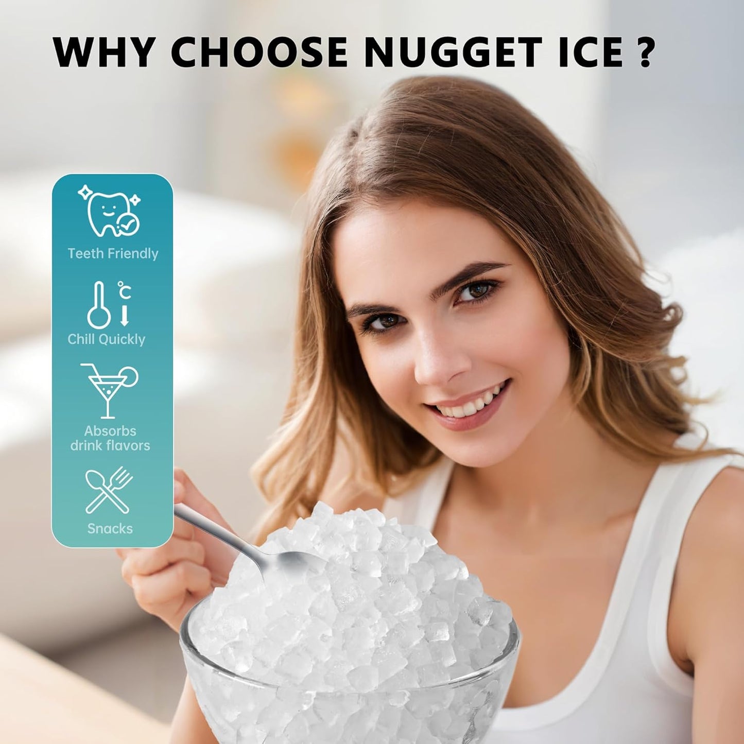 🥶 Euhomy Nugget Ice Maker – 34 lb/Day Sonic Ice Machine | Ready in 6 Min 🎉