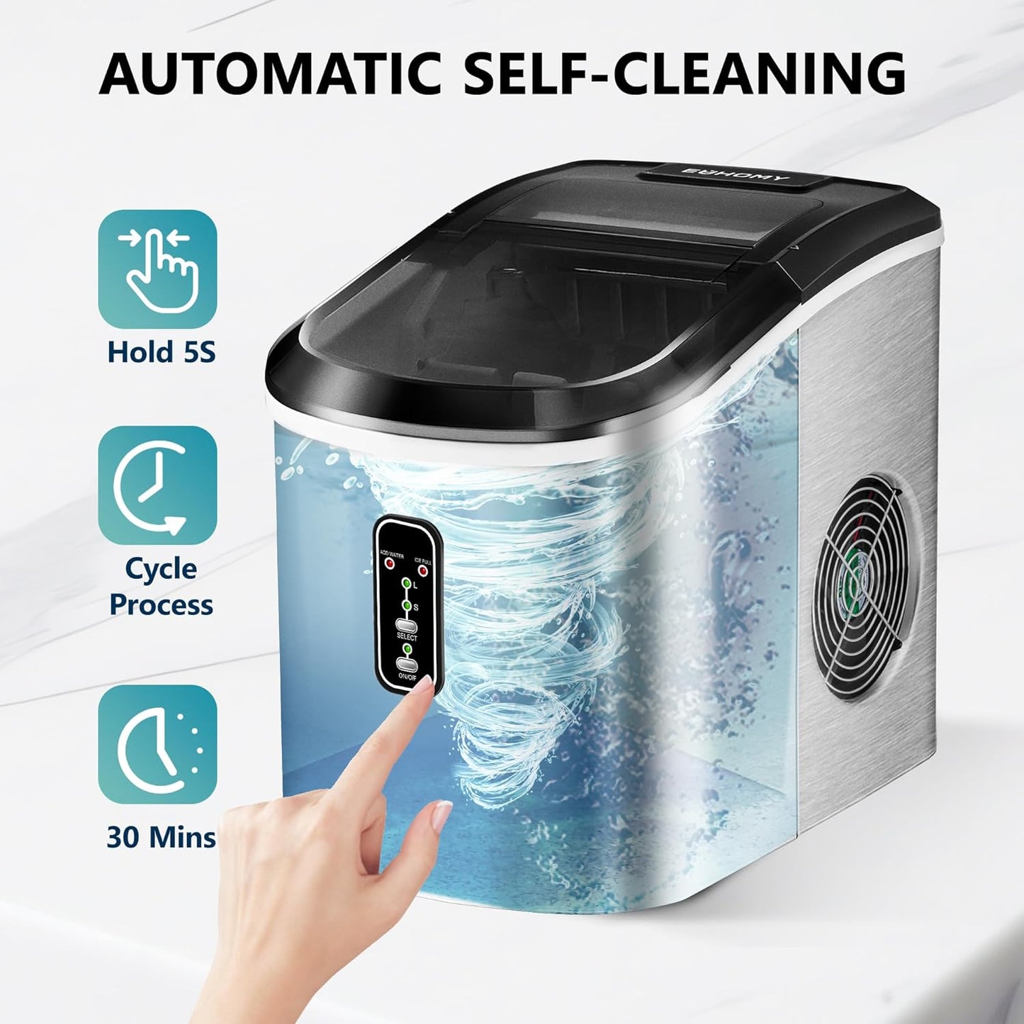🥶 Euhomy Nugget Ice Maker – 34 lb/Day Sonic Ice Machine | Ready in 6 Min 🎉